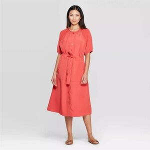 Prologue Coral Midi Dress with Dolman Sleeves